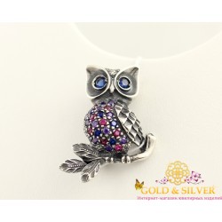 Серебряная брошь Геката, фиолетовая магия 50023ф